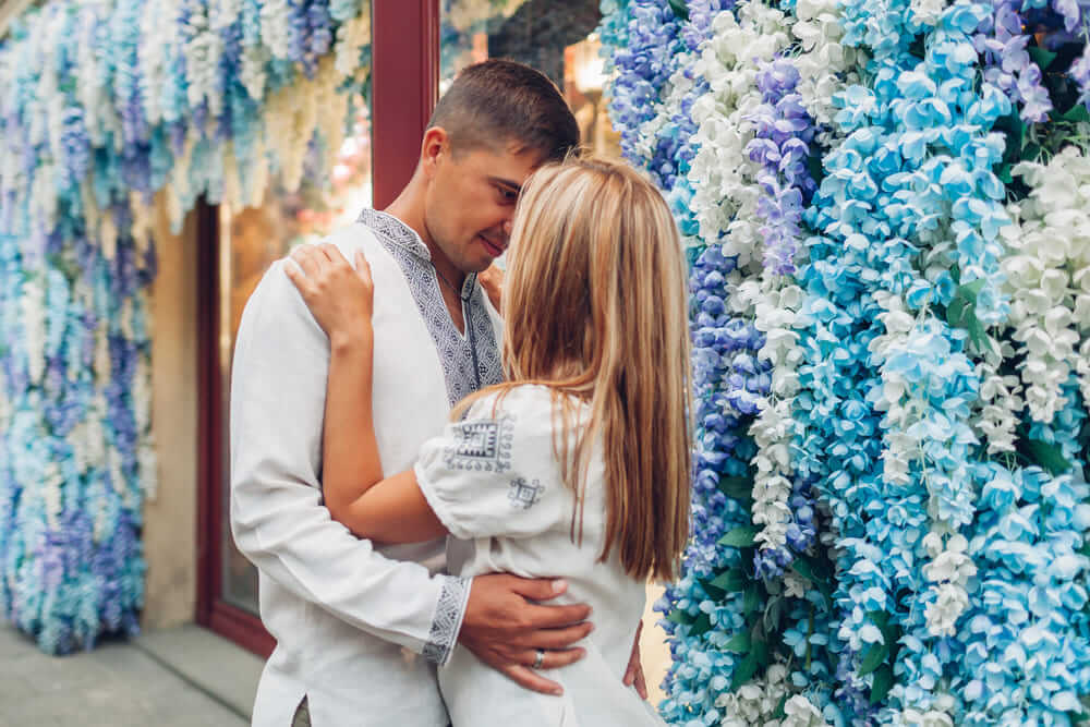 Young ukrainian couple traditional dating moment
